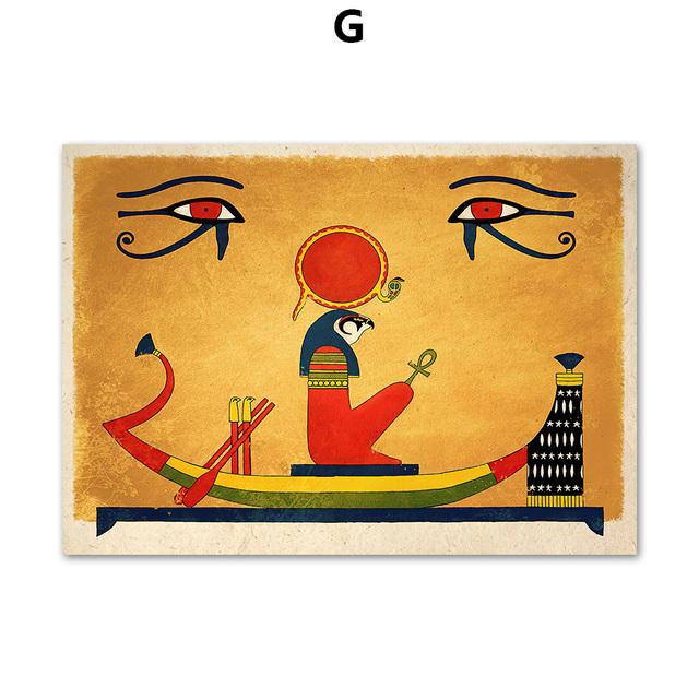 Ancient Egyptian Wall Art Canvas Painting Bastet Anubis God Pharaoh Nordic Posters and Prints Wall Picture for Living Room Decor No Frame