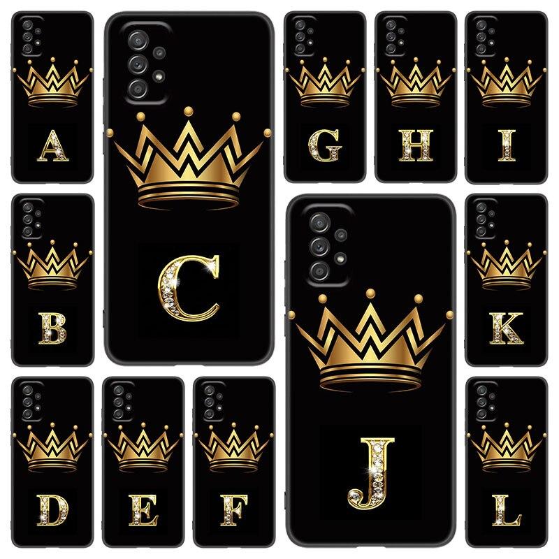 Golden Crown Letters Phone Case For Samsung Galaxy A21 A30 A50 A52 S A13 A22 A32 A33 A53 A73 5G A11 A12 A31 A51 A70 A71 A72