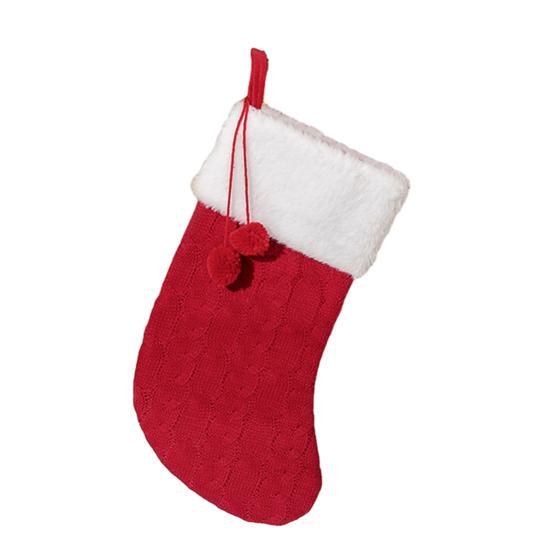 Рождественские чулки 17 дюймов Большие Вязаные Каминные Подвесные Чулки с Белой Манжетой из Искусственного Меха для Украшения Рождественской Вечеринки