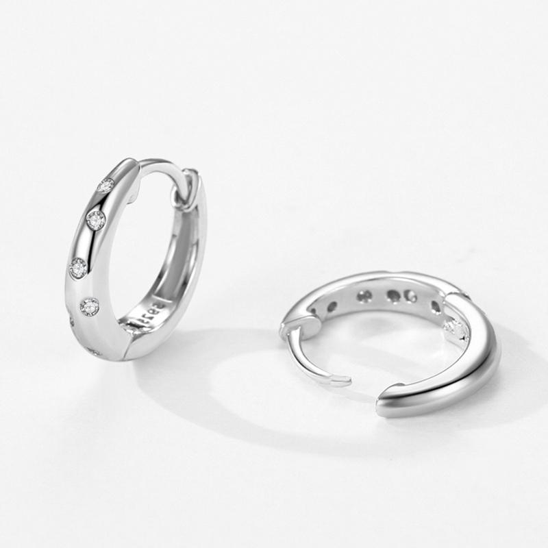 Ailmay New Arrival 925 Sterling Silver Unique Fashion Geometric Design Zircon Hoop Earrings for Women Korean Style Fine Jewelry
