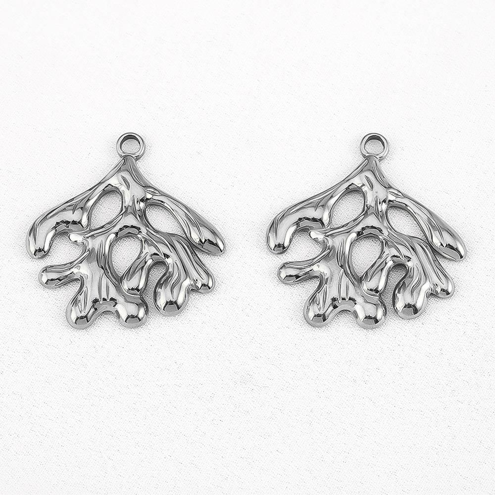 5pcs No Fade Tree Branches Leaf Charm Stainless Steel Gold Color Pendants For Jewelry Making Earring Keychain Supplies DIY Craft