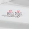 Свежие и Милые Серьги-пусеты с Четырехлистным Клевером и Розовым Цирконом Женские Нишевые Дизайнерские Легкие Роскошные Серьги