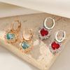 1 Pair Fashion Heart Shape Dangle Earrings for Women Cubic Zirconia Jewelry Daily Wedding Party Accessories