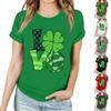 Women's Casual Saint Patrick Print T-Shirt Round Neck Pullover Short Sleeve Top