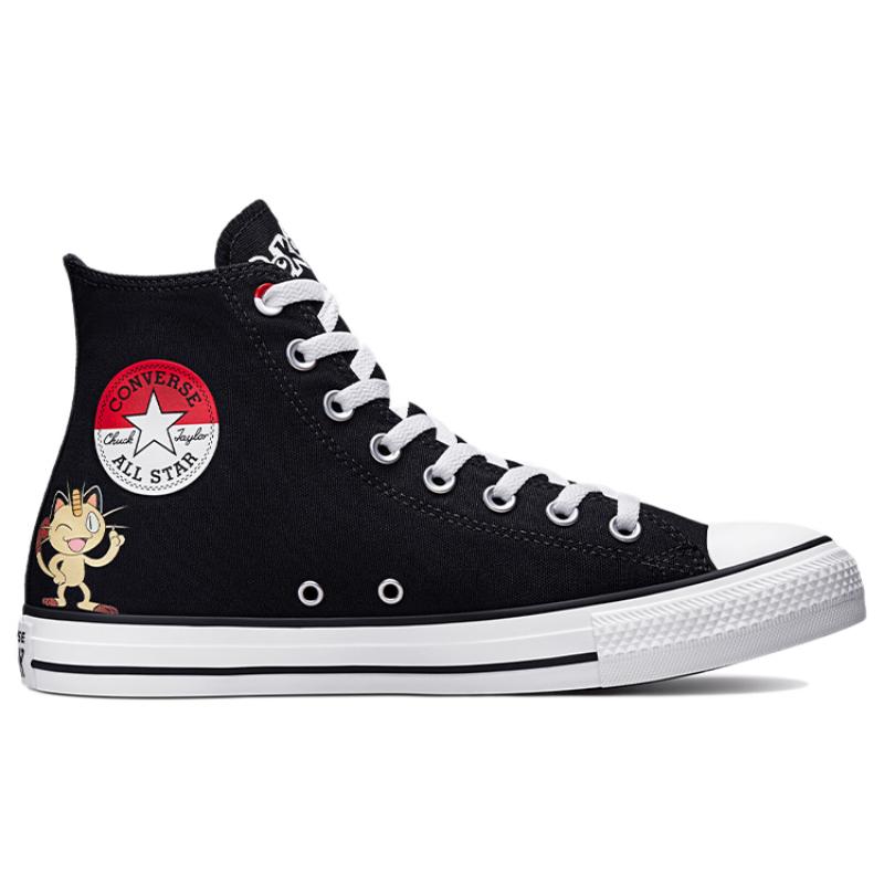 POKEMON/Покемон x Converse Chuck Taylor All Star "Первые партнеры" Модные высокие парусиновые кеды Унисекс Черные