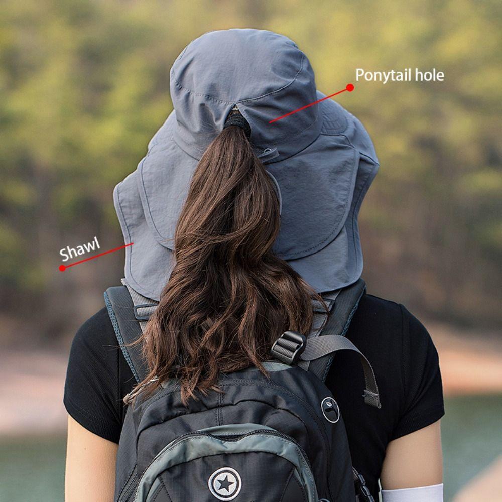Summer Outdoor Neck Protection UV Anti Bucket Hat Shawl Visor Cap Sun Hat Ladies Hat