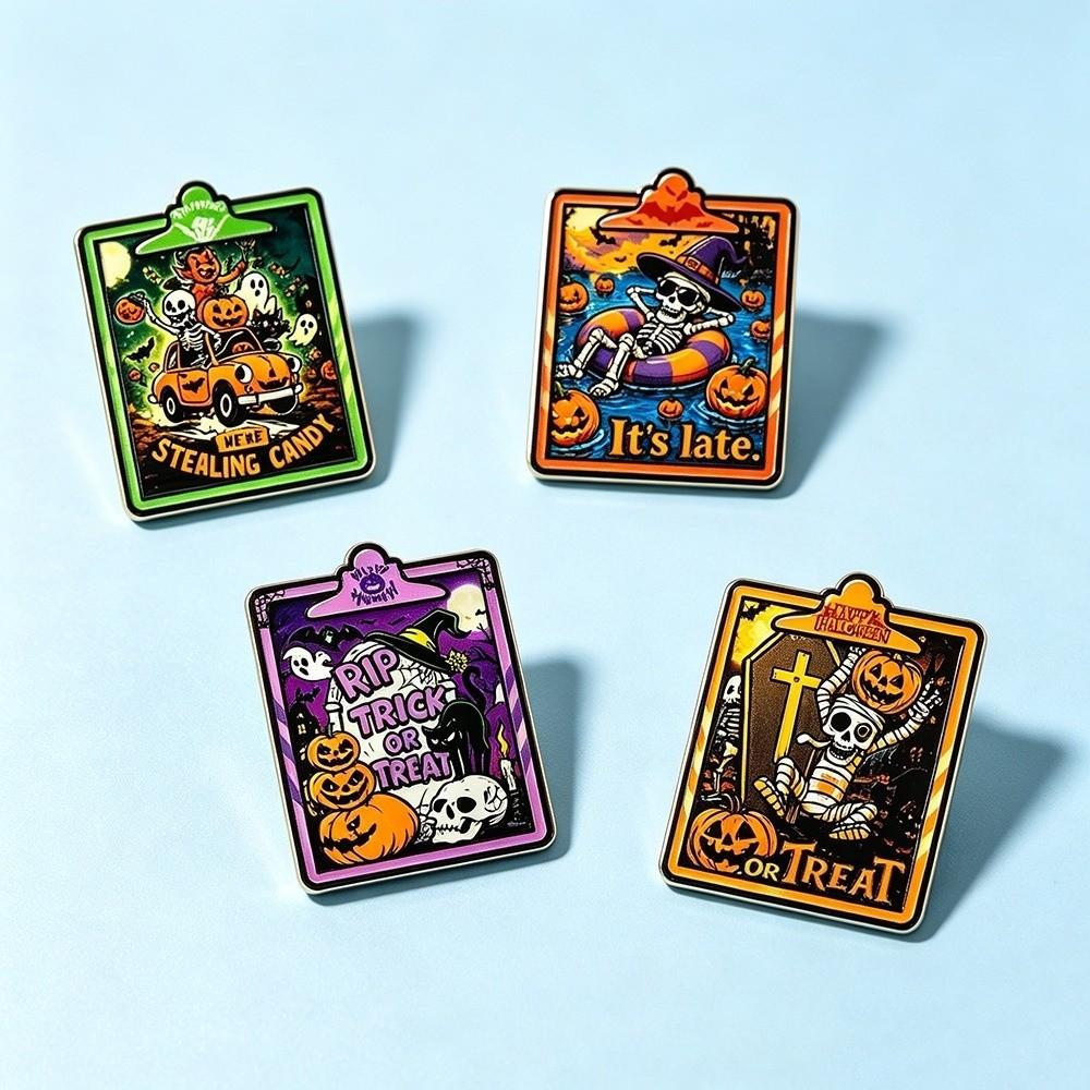 Creative Halloween Badges Zinc Alloy Metal Badge Eerie Skullhead Pumpkin Broochs Halloween Decor
