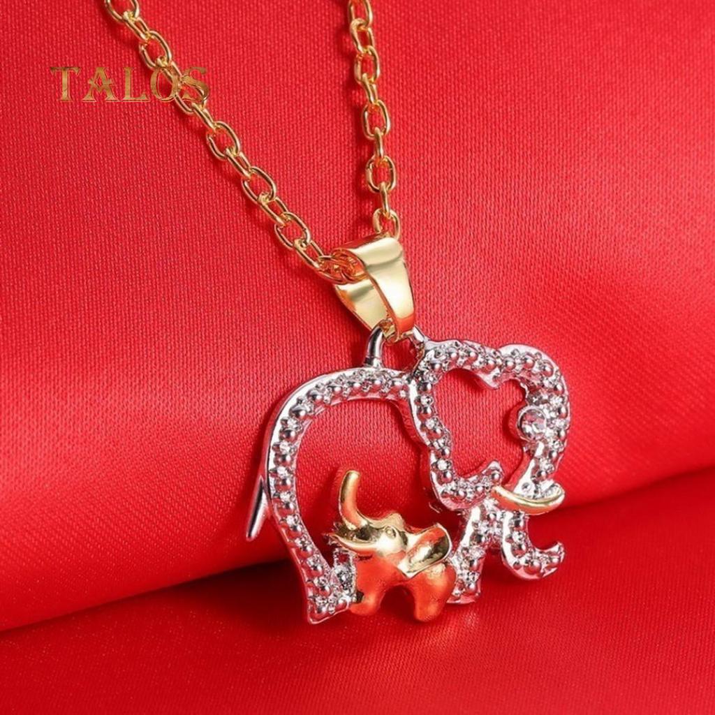 Mother's Day Gift Creative Cute Animal Double Elephant Pendant Necklace Jewelry Suspension Trinket