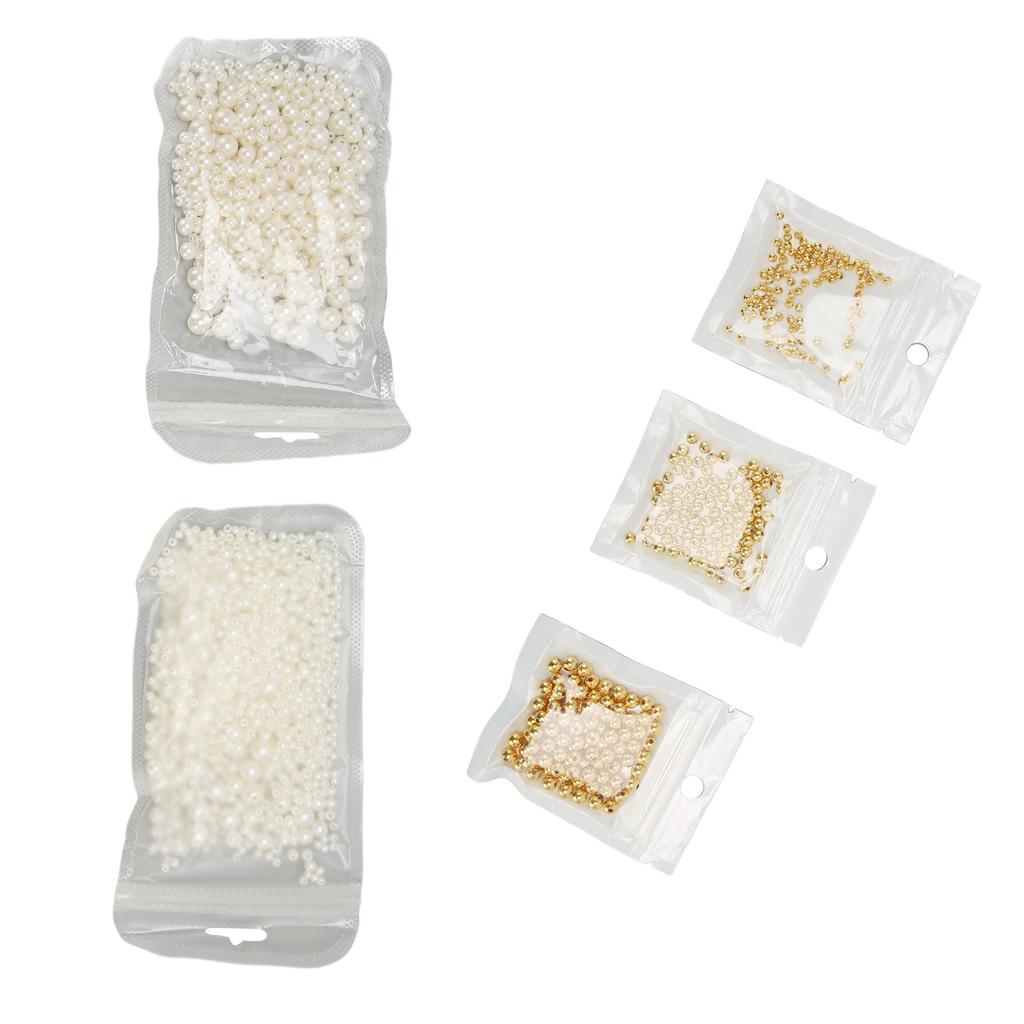 5 Packs Round Spacer Beads Pearl Golden Style Smoothing Light Widely Used Bracelet Beads for Jewelry Craft DIY