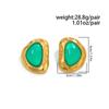 Salircon 2026 Vintage Big Triangle Resin Stainless Steel Stud Earrings Lady Classic 18K Gold Plated Piercing Earring Jewelry