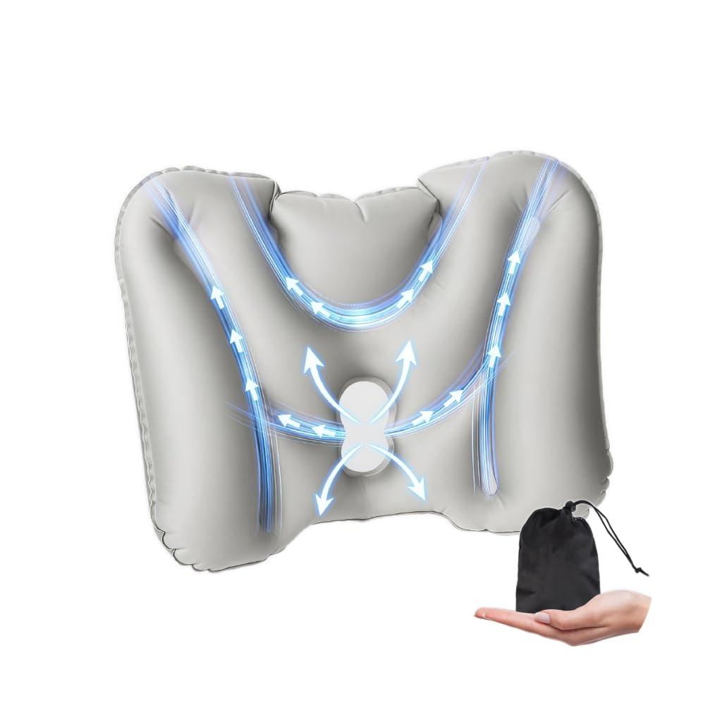 Inflatable Lumbar Pillow for Airplane Travel Back Support Cushion for Office Chair or Car Seat Portable Lower Back Support to Relieve Pain Improve