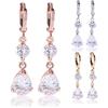 Женская мода форма капли воды кубический горный хрусталь свисающие серьги капельки