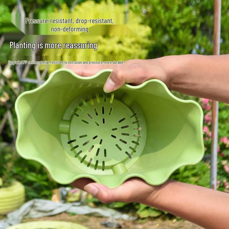 Elevated Breathable Plastic Flower Pot with Lotus Leaf Edge