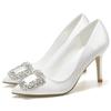 Fashion Korean Style Pointed High Heel White Wedding Shoes Rhinestone Bridal Shoes Small Size Shoes 33-43 Sizes Dress Party Shoes