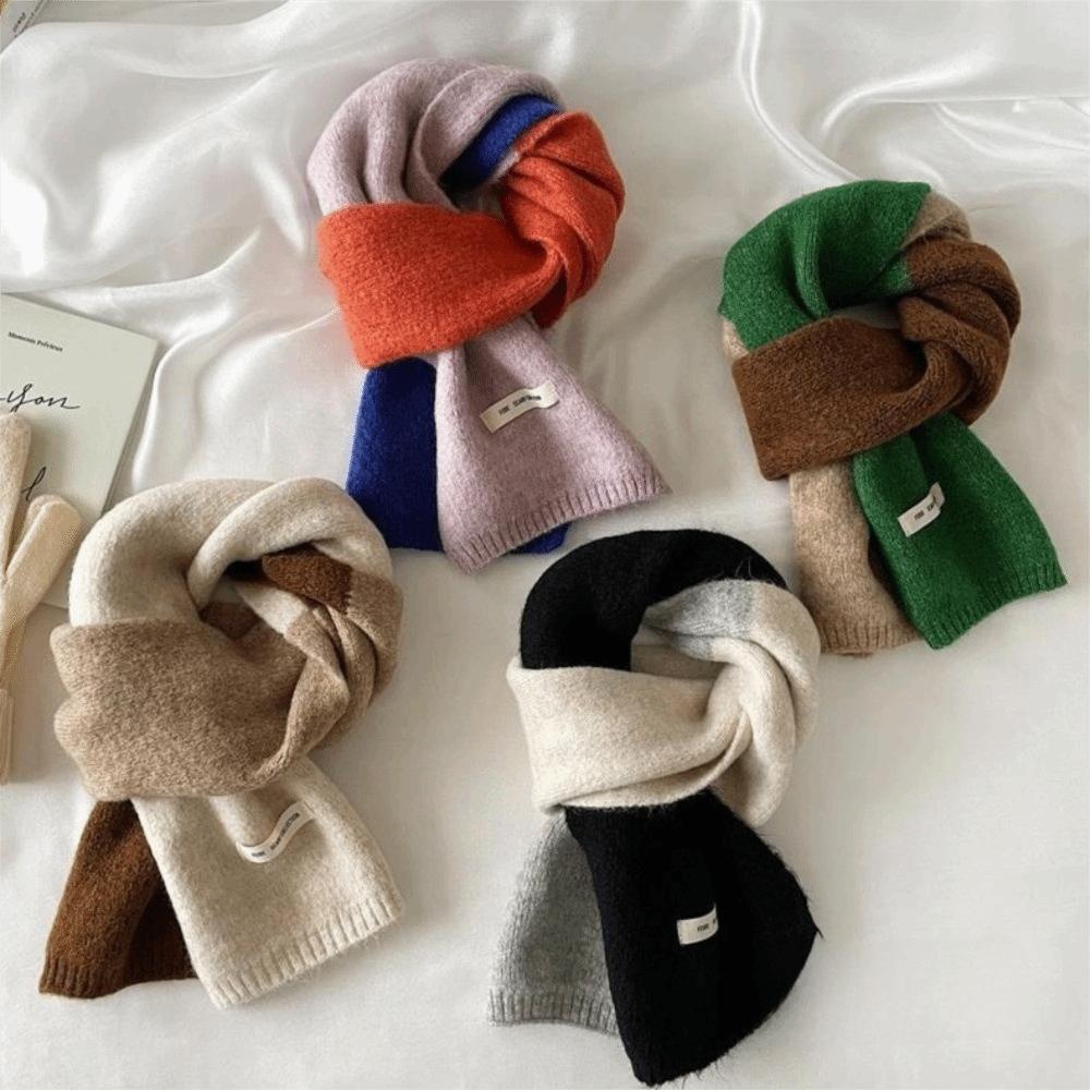 Wraps Patchwork Color Scarf Neckwarmer Winter Neck Scarf Soft Cashmere Shawl Female/Girls