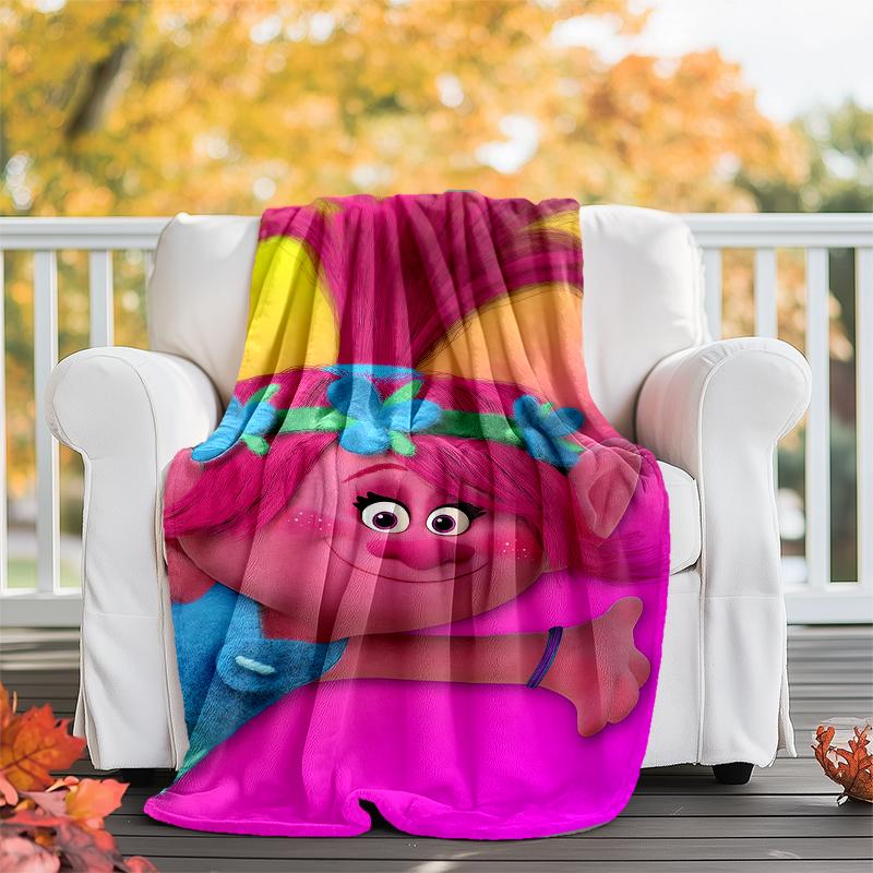 Trolls Theme Printed Blanket - Perfect for Couch, Bed, Travel & Outdoor Use | Machine Washable, Cozy & Durable.