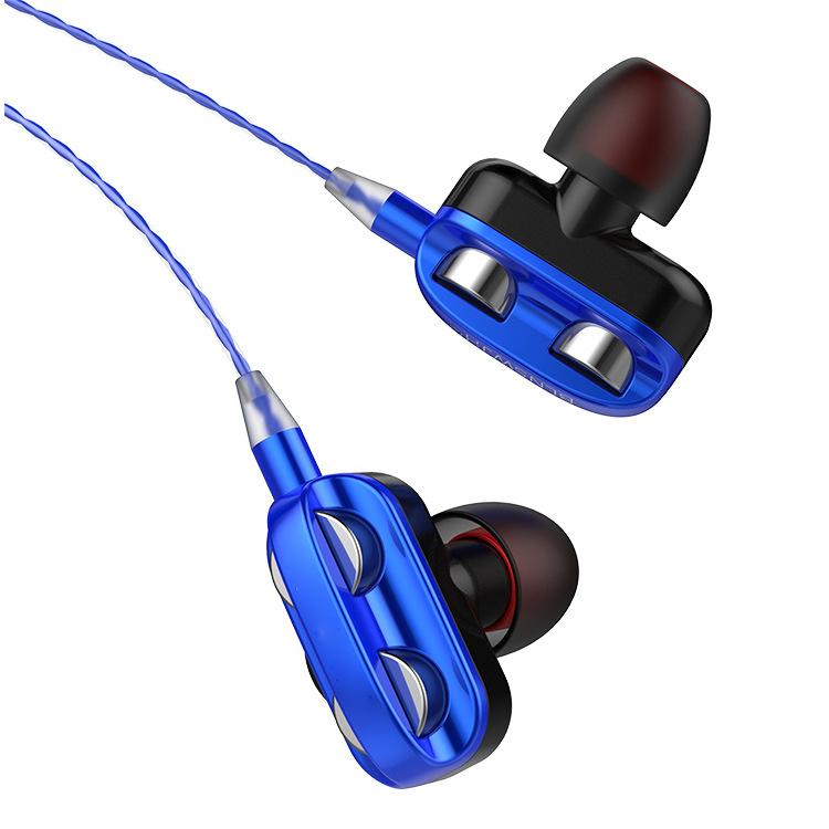 Спортивный дизайн вкладышей HIFI Проводные D Стерео Двойной драйвер