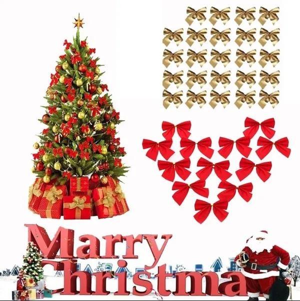 12/24 шт., бант, рождественская елка, домашний рождественский бант, вечерние украшения для рождественской елки, красный бант, украшения, рождественский декор, фестиваль, вечеринка, садовый орнамент, декор