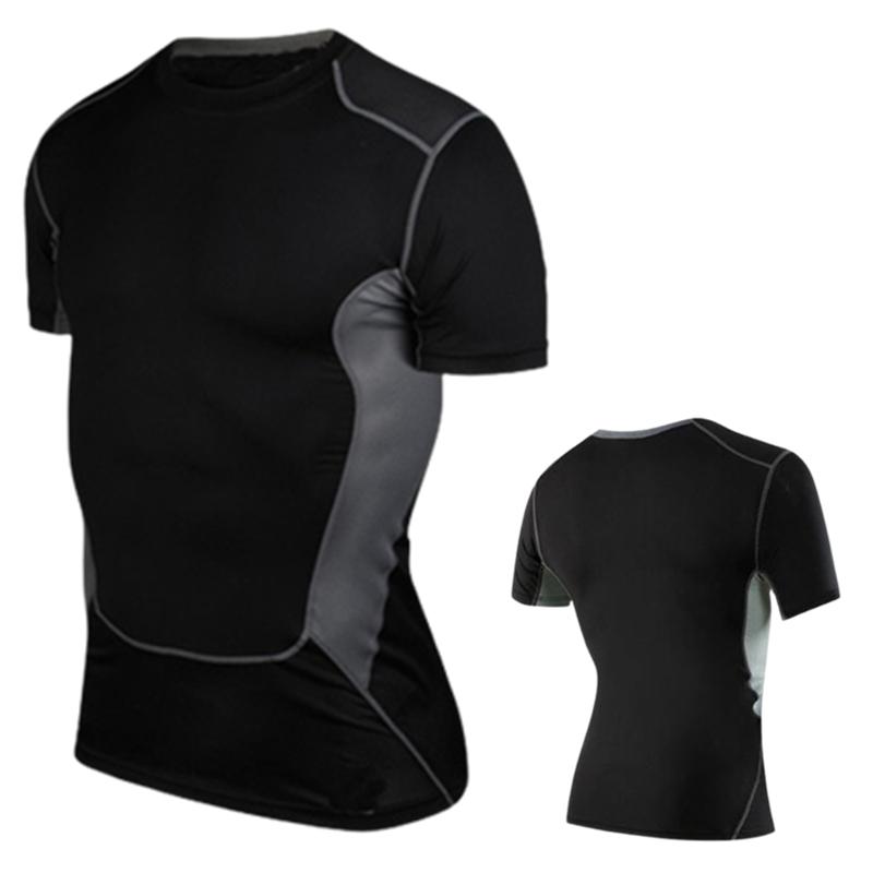 Men Short Sleeve T Shirts Base Layer Sport Compression Skinny  Running Cycling Tight Bottoming Gym Outdoor Fitness Training Top Quick Dry