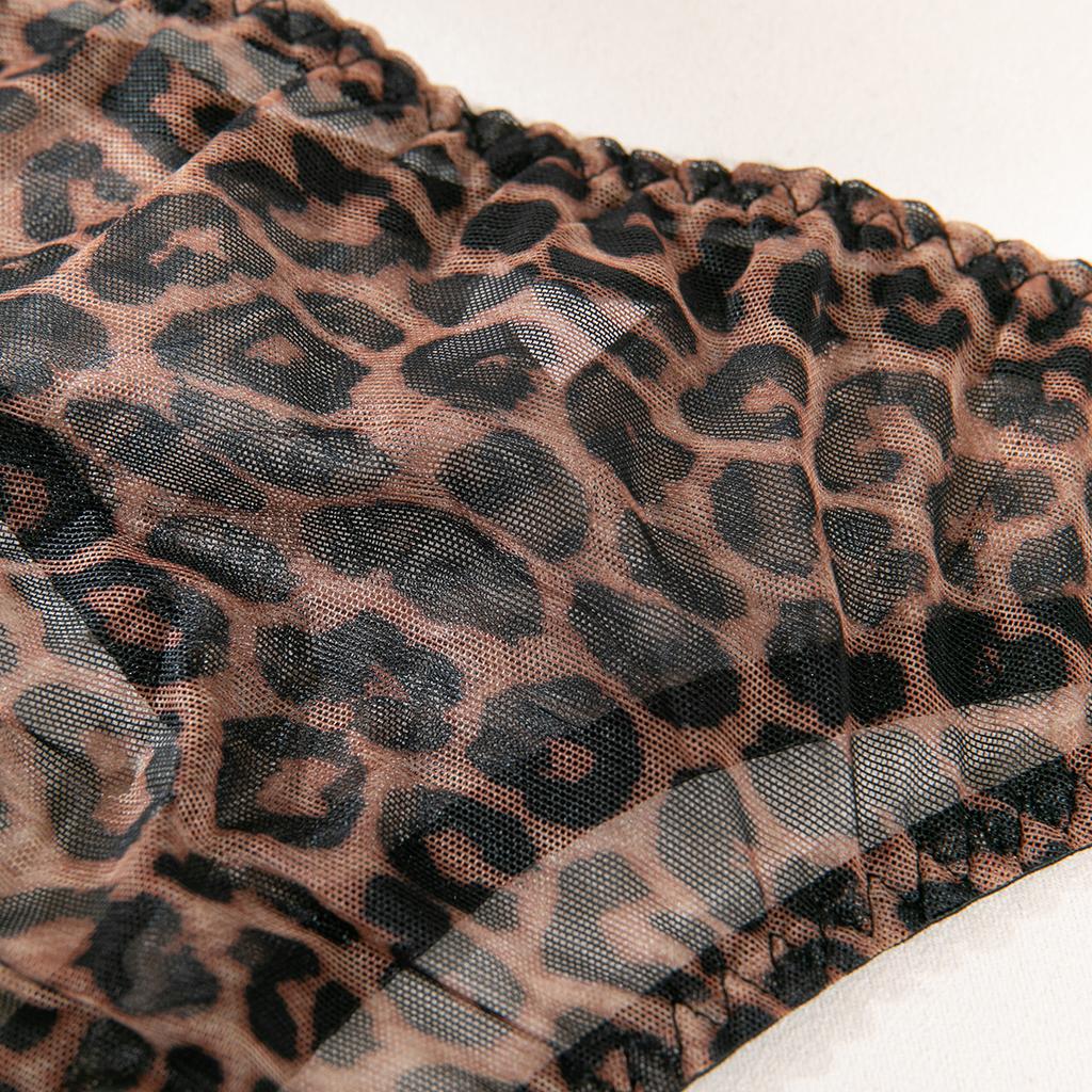 Сексуальный французский бюстгальтер с леопардовым принтом, женский ажурный комплект нижнего белья Y2k, тонкий сетчатый комплект, модный дизайн, готический гранж, костюм из двух частей