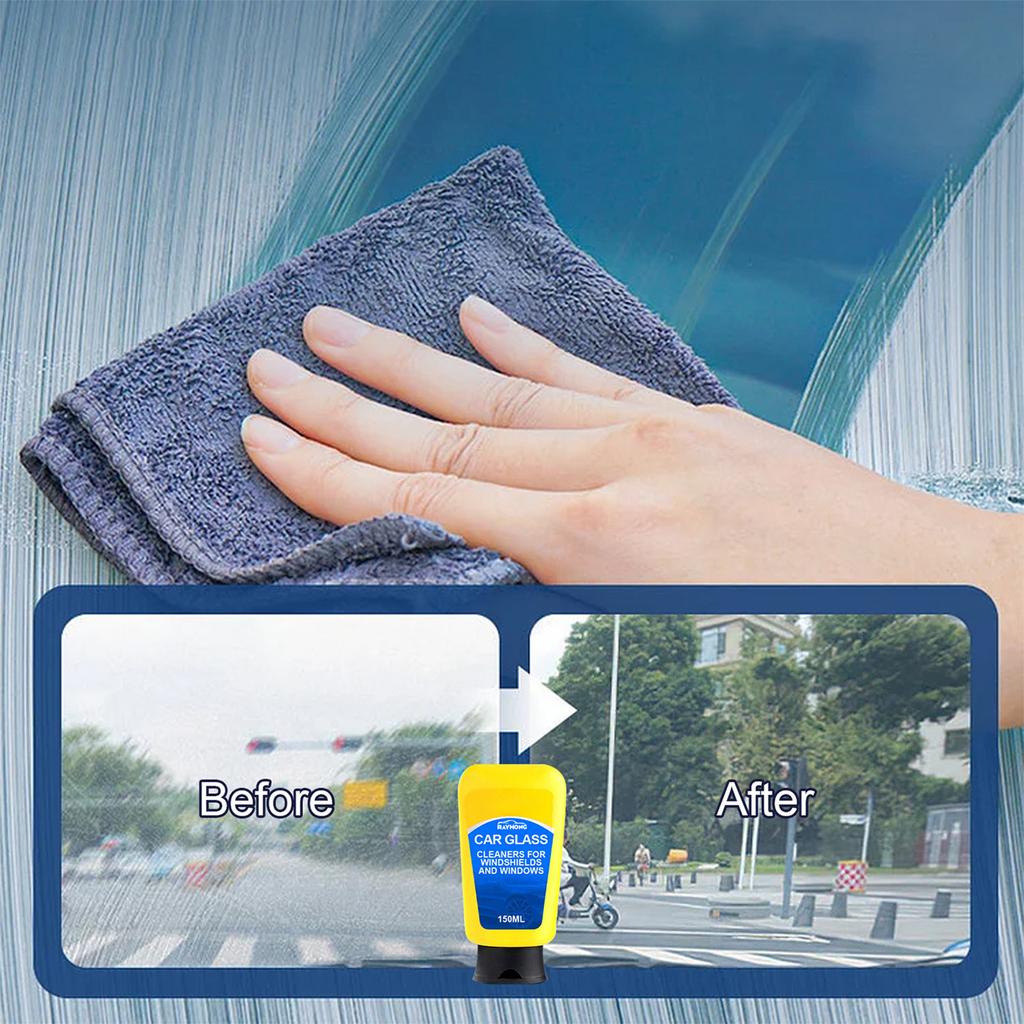 Anti-Glare 150ml Car Glass Oil Film Remover Paste Glass Coating Cleaning Agent Waterproof Glass Window Cleaner Cream With Sponge