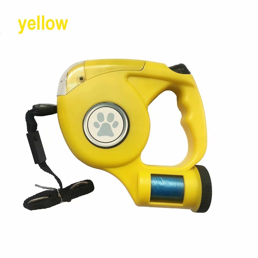 Товары для домашних животных Поводок для ошейника для собак Автоматический выдвижной поводок 4,5 м Светодиодный фонарик Поводок для собаки с мешком для мусора