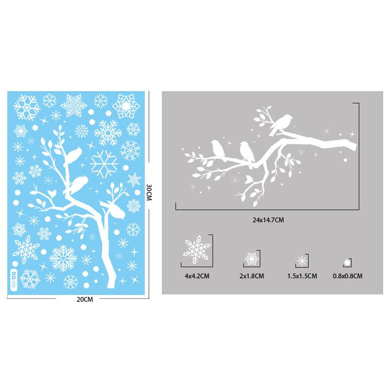 Christmas Winter Snowflake Stickers Santa Claus Xmas Tree Branch Window Glass Sticker Merry Christmas Decor Happy New Year