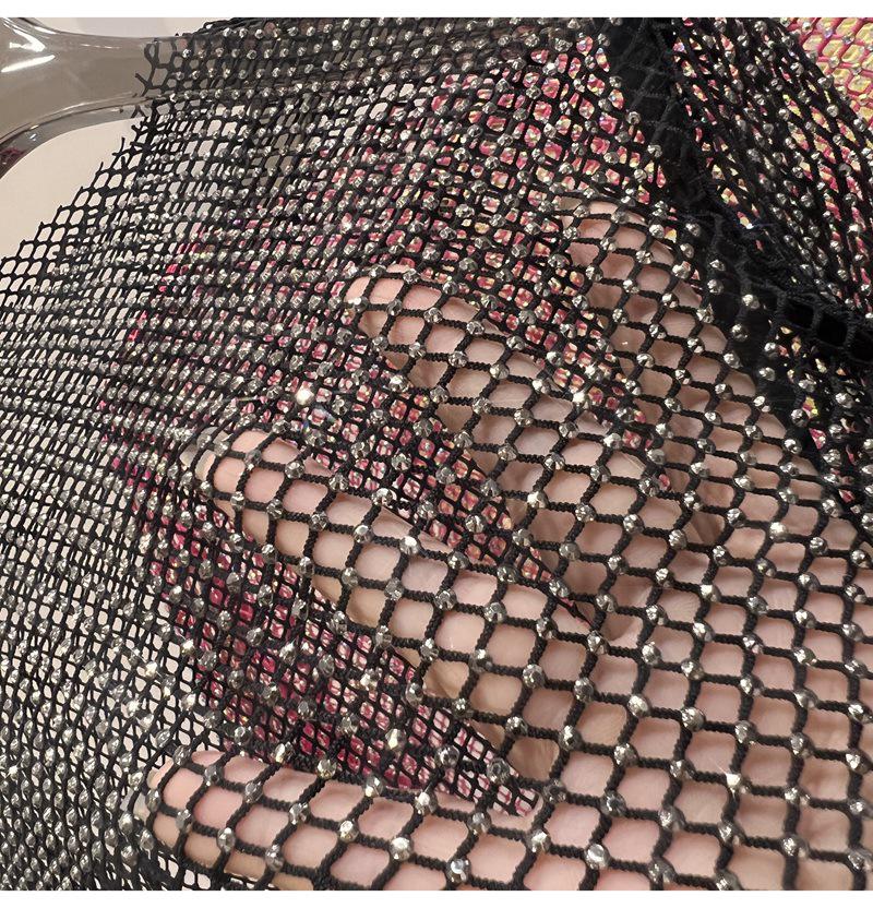 Блестящий сетчатый ромбовидный солнцезащитный топ с длинными рукавами для вечеринки