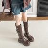 Platform Maillard Boots Women's 2025 Autumn and Winter Two Wear Retro Brown Martin Boots British Style Tall Boots