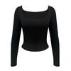 Женский осенне-весенний топ с глубоким вырезом и квадратным вырезом, приталенный крой с длинным рукавом