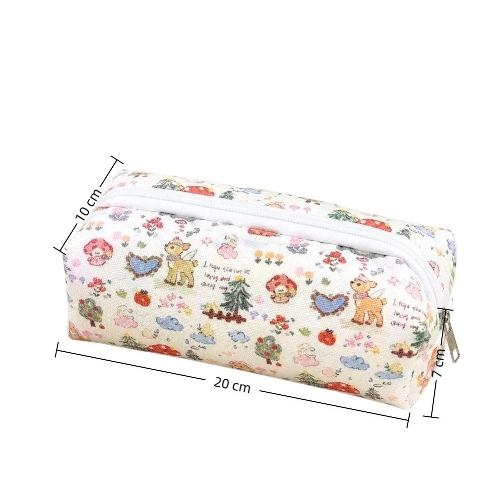 Large Capacity Deer Print Pencil Case Zipper Pen Pouch New Kids Stationery Bag Student School Use