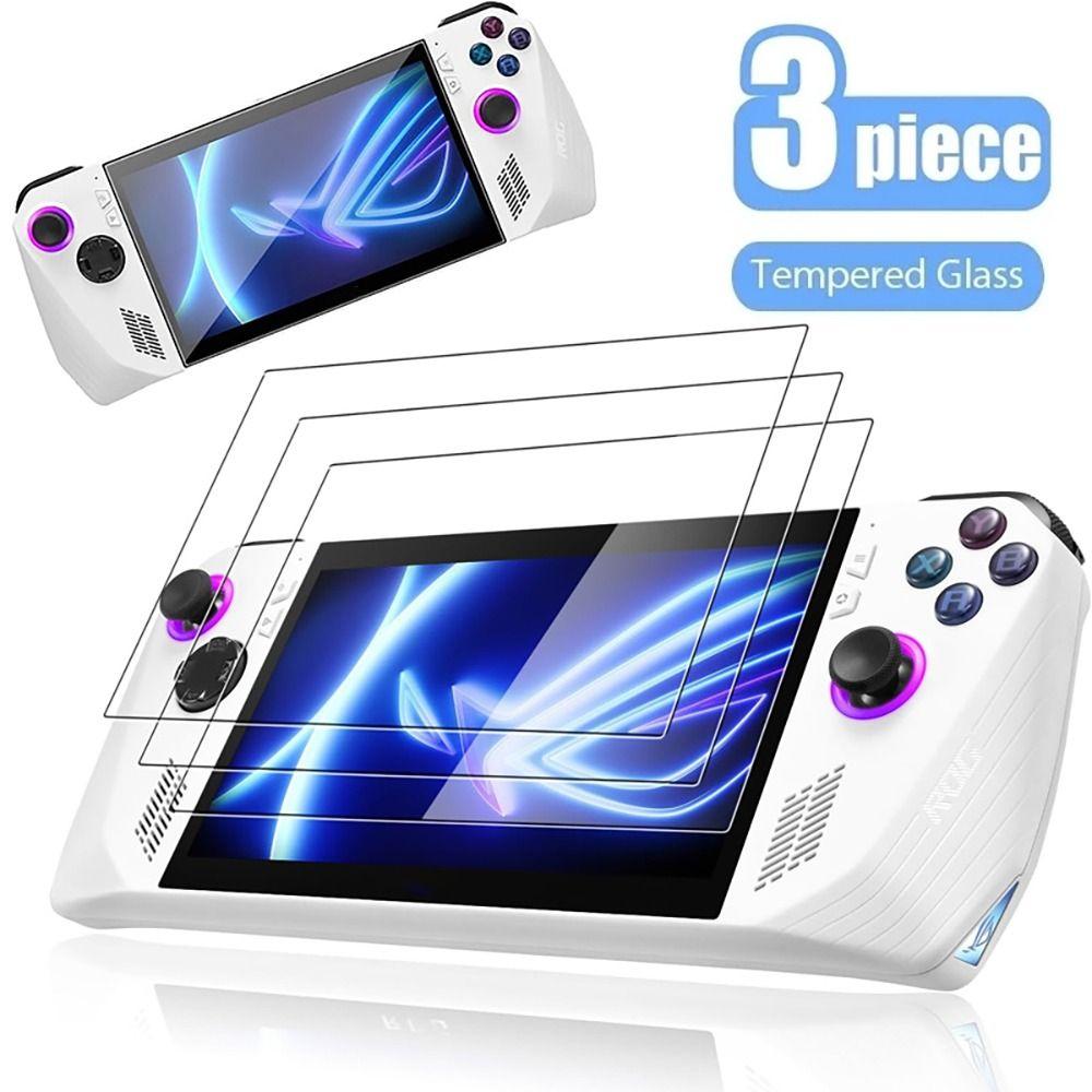 3pcs Handheld Console Screen Protector HD Tempered Glass for Asus ROG Ally Anti Fingerprint