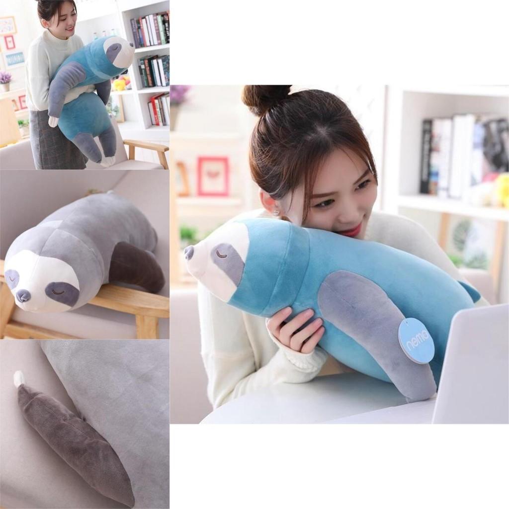 Cute Sloth Plushie Doll Soft Toy For Children Short Hair Pp Cotton Filling Blue/grey