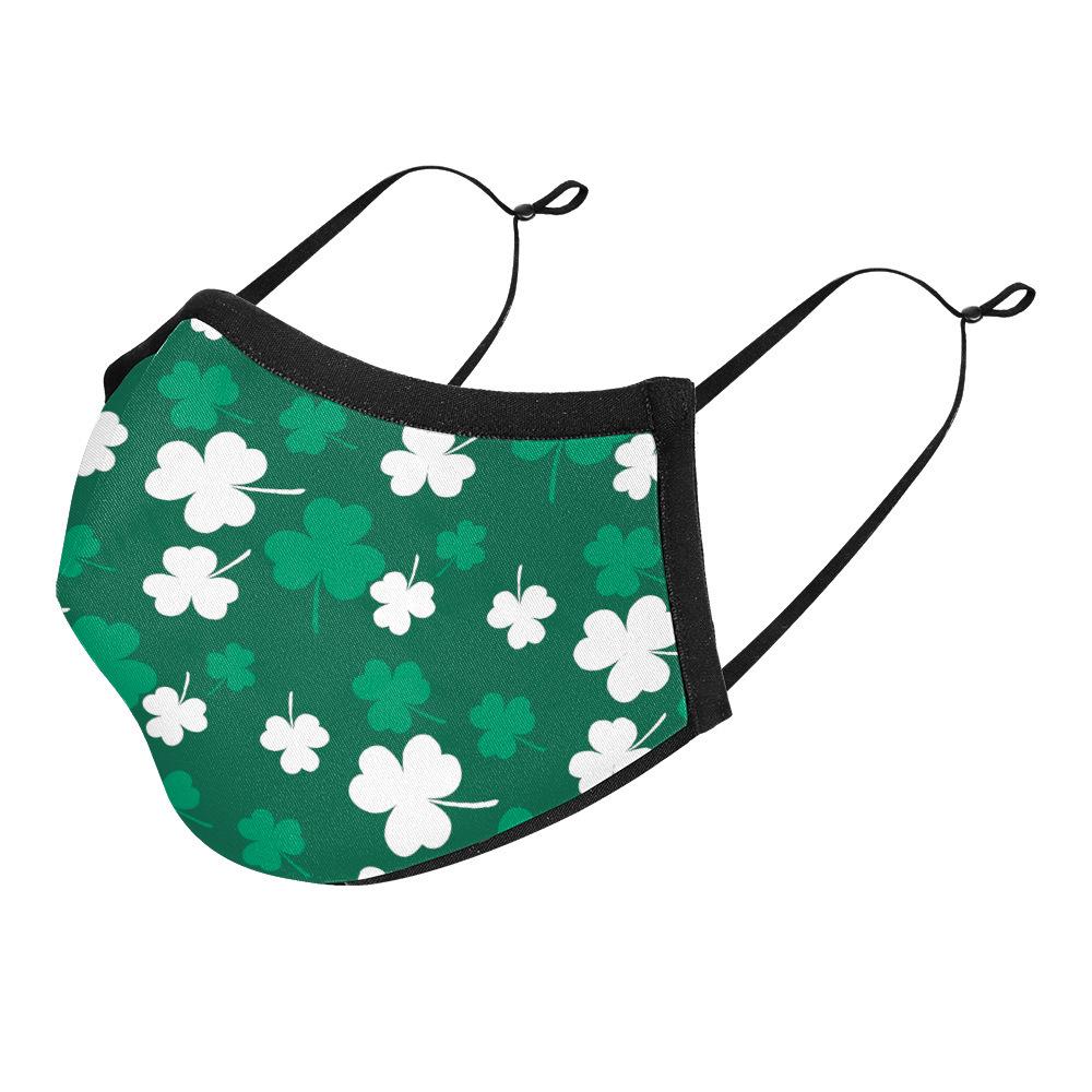 Irish Festival Shamrock Print Sun Protection Breathable Face Mask - Adult Double Layer