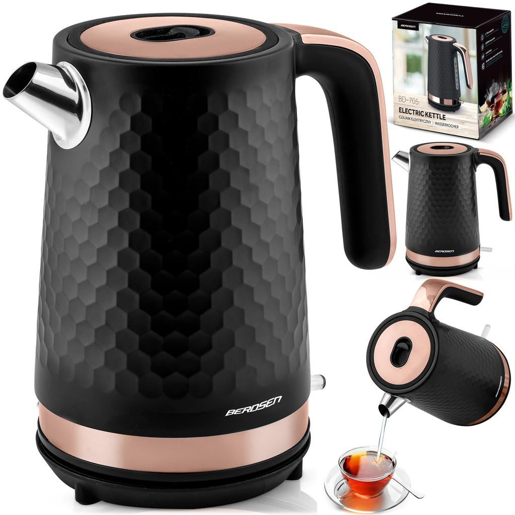 Berdsen Bd-705 1.7L Electric Kettle, Black And Copper