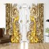 Luxury Gold Peacock Flower Swan Diamond Window Curtains Blinds For Living Room Kids Bedroom Bathroom Kicthen Door Home Decor2Pcs