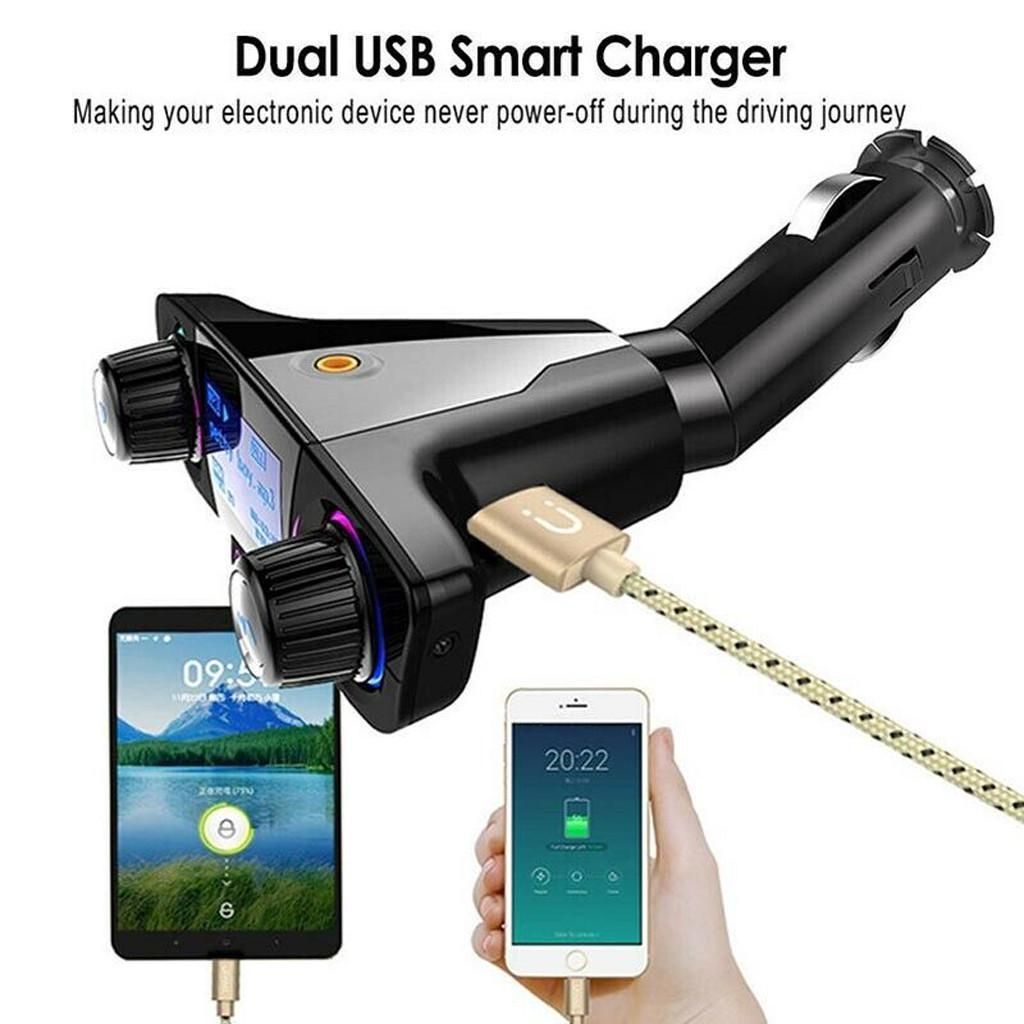 Автомобильный Bluetooth FM-передатчик Автомобильный комплект громкой связи 2xUSB-2.1A 1.0A с регулятором громкости