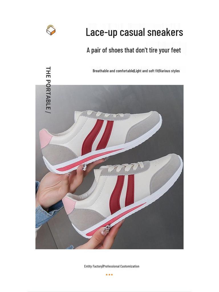 Женские повседневные кроссовки на шнуровке, осень 2025: Мягкая подошва, Нескользящие, Универсальные кроссовки на плоской подошве для студентов