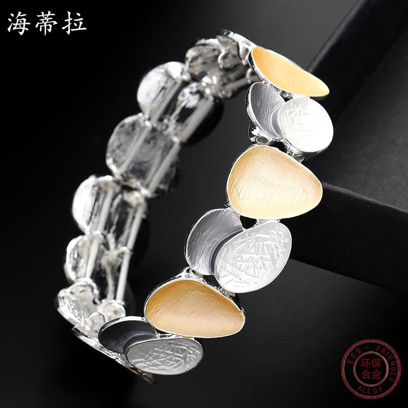 Цветная живопись маслом геометрический овальный эластичный браслет, модный и высококлассный женский универсальный браслет из сплава