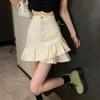 Irregular Ruffle Short Mini Skirt Denim Pleated Mini Skirts Sweet High Waist A-line Skirt  Summer