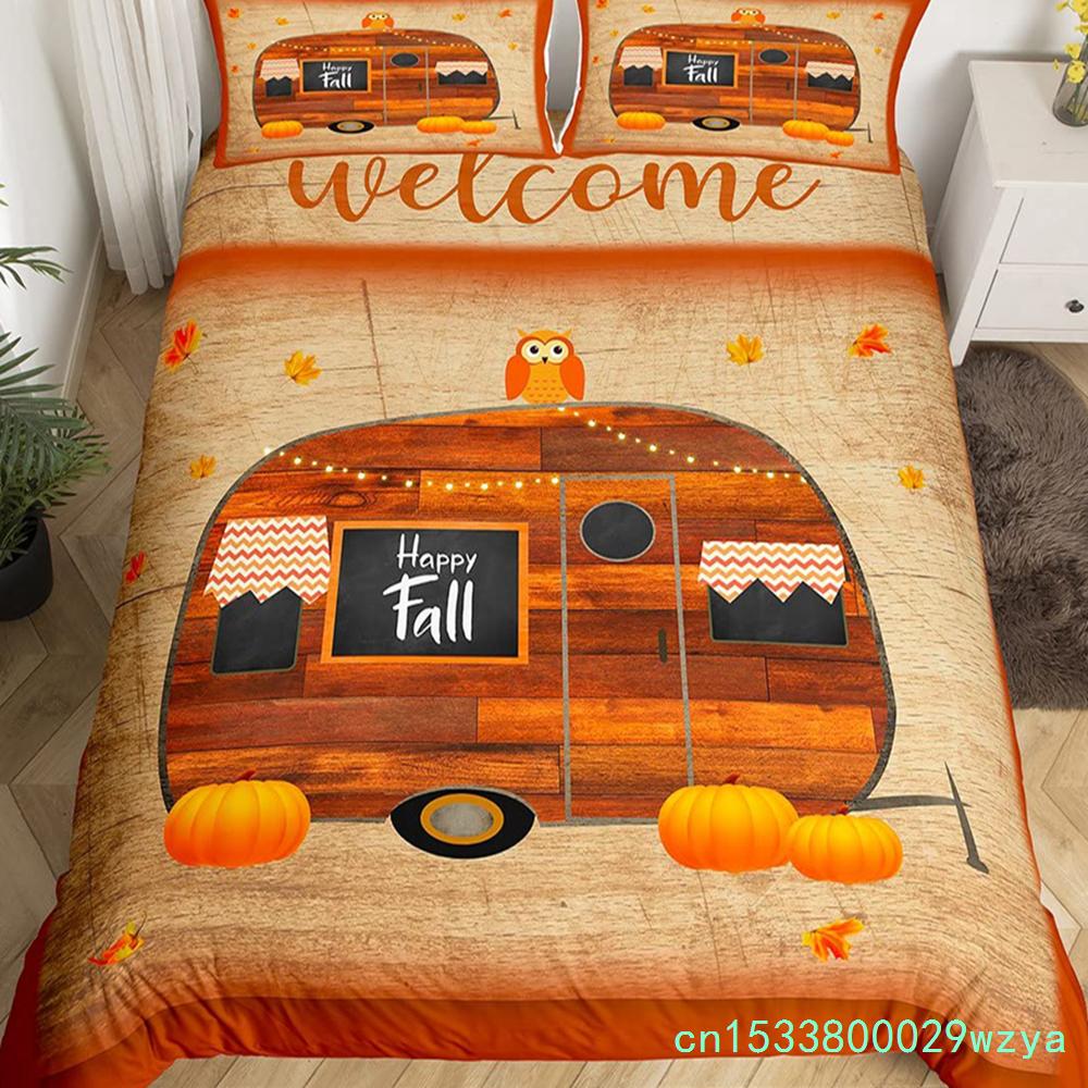 Пододеяльник Happy Camping Camper Комплект постельного белья Plants Outdoor Travel Adventure Одеяло Cover Camper Car Blue Sky Quilt Cover