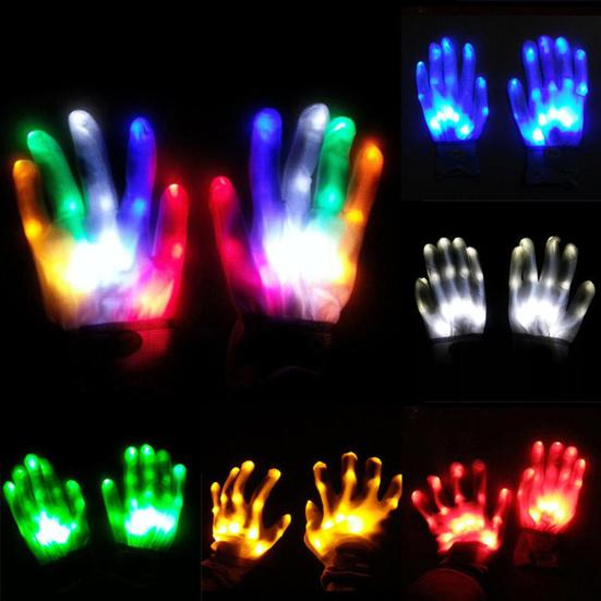 1Pair LED Light Up Hand Finger Gloves Halloween Christmas Costume Dance Decor