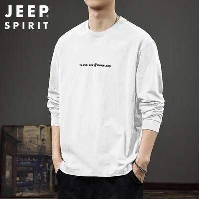 Мужская футболка JEEP SPIRIT с длинным рукавом, свободного кроя, из плотного материала