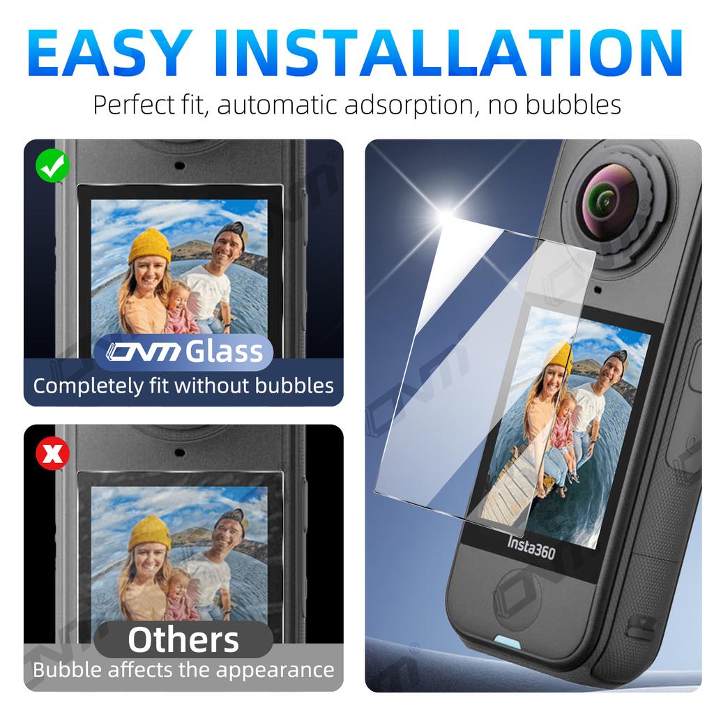 Tempered Glass Screen Protector for Insta360 X4 Air - Anti-Scratch Anti-Fingerprint HD Clear Film for Action Camera