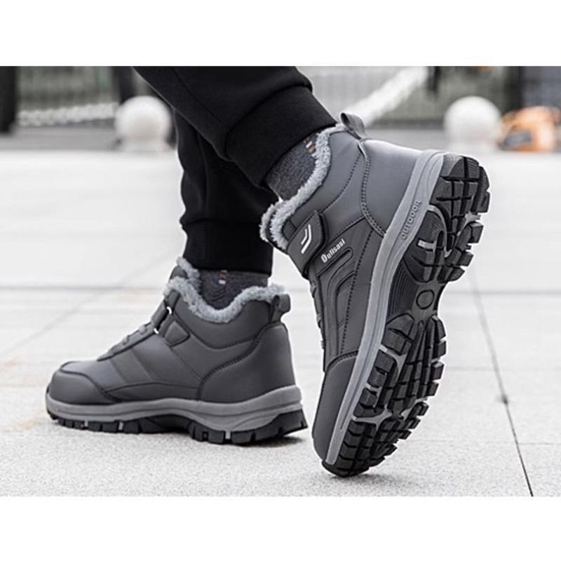 Мужские и женские повседневные зимние ботинки, нескользящие и ветрозащитные высокие ботинки на шнуровке с меховой подкладкой для прогулок на свежем воздухе, бега, походов
