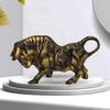 Brass Finish Bull Resin Statue for Home Decor (Pack of 1, Golden and Black)