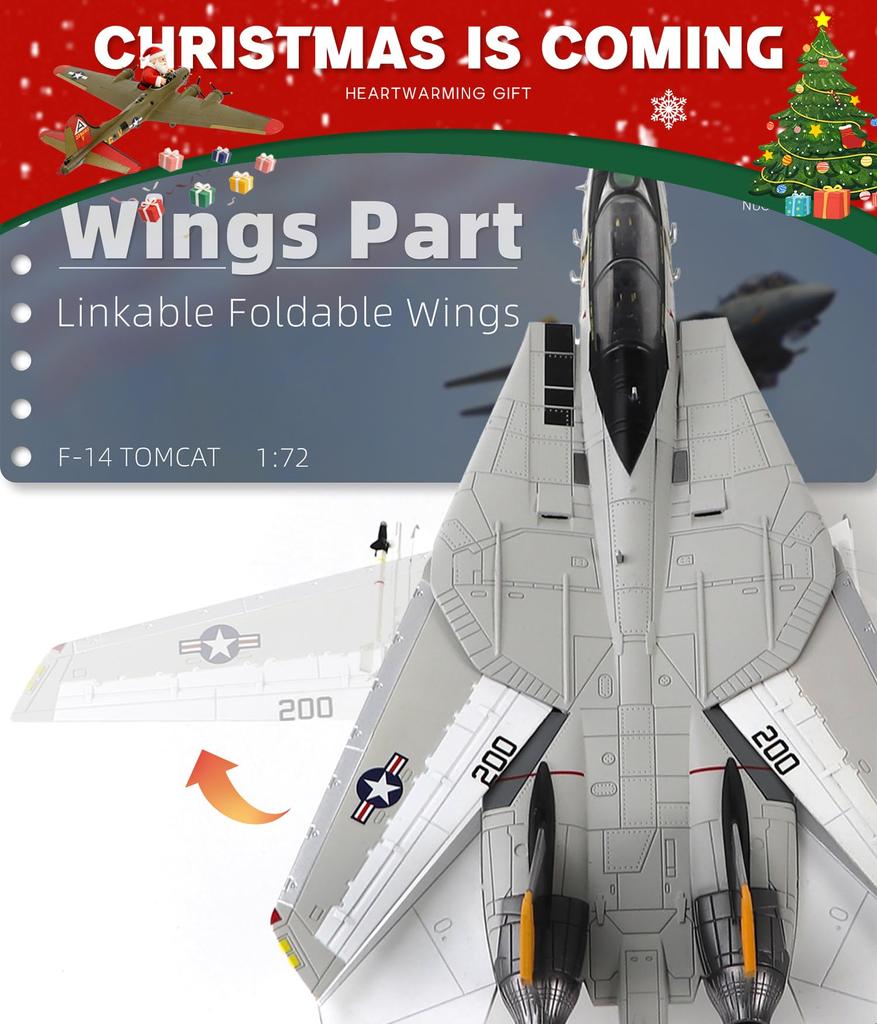 NUOTIE US Navy Tomcat Alloy Model Jolly Rogers Fighter Diecast Aircraft Military Display Fully Assembled 172 F-14 VF-84 Model,
