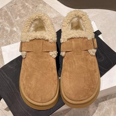 Женские зимние ботинки на платформе из искусственной замши, модные ботильоны с пряжкой и плюшевой подкладкой, удобные нескользящие ботинки с хлопковой подкладкой 41