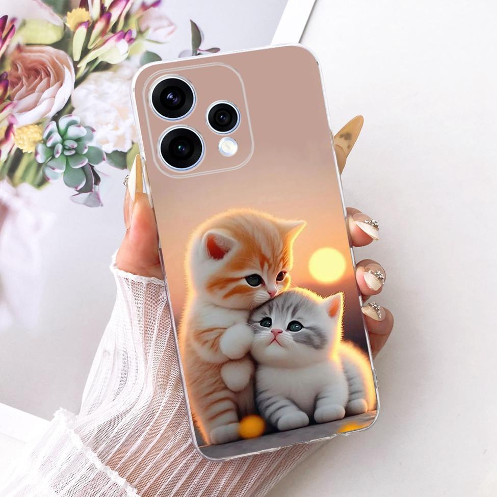 For Oppo Reno 15 5G Case Cover Transparent Fashion Butterfly Cute Cat Cool Painted Soft Bumper For Oppo Reno 15 CPH2825 Casing