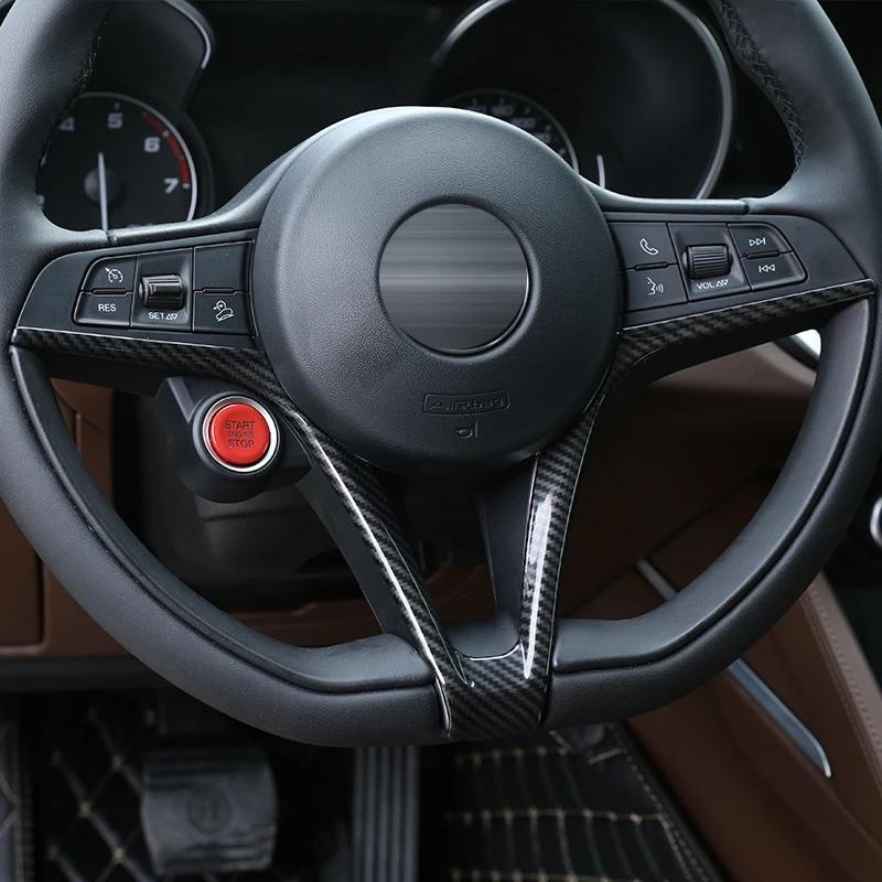 Декоративная накладка на руль автомобиля в стиле углеродного волокна, подходит для Alfa Romeo Giulia Stelvio 2017-авто